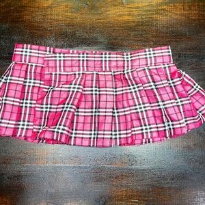 Body Rage School Girl Pink Plaid Mini Skirt One Size Fits Most Velcro Closure